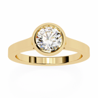 Round-Cut Lab-Grown Diamond Bezel Solitaire Ring | Plain Gold Shank | VR260078