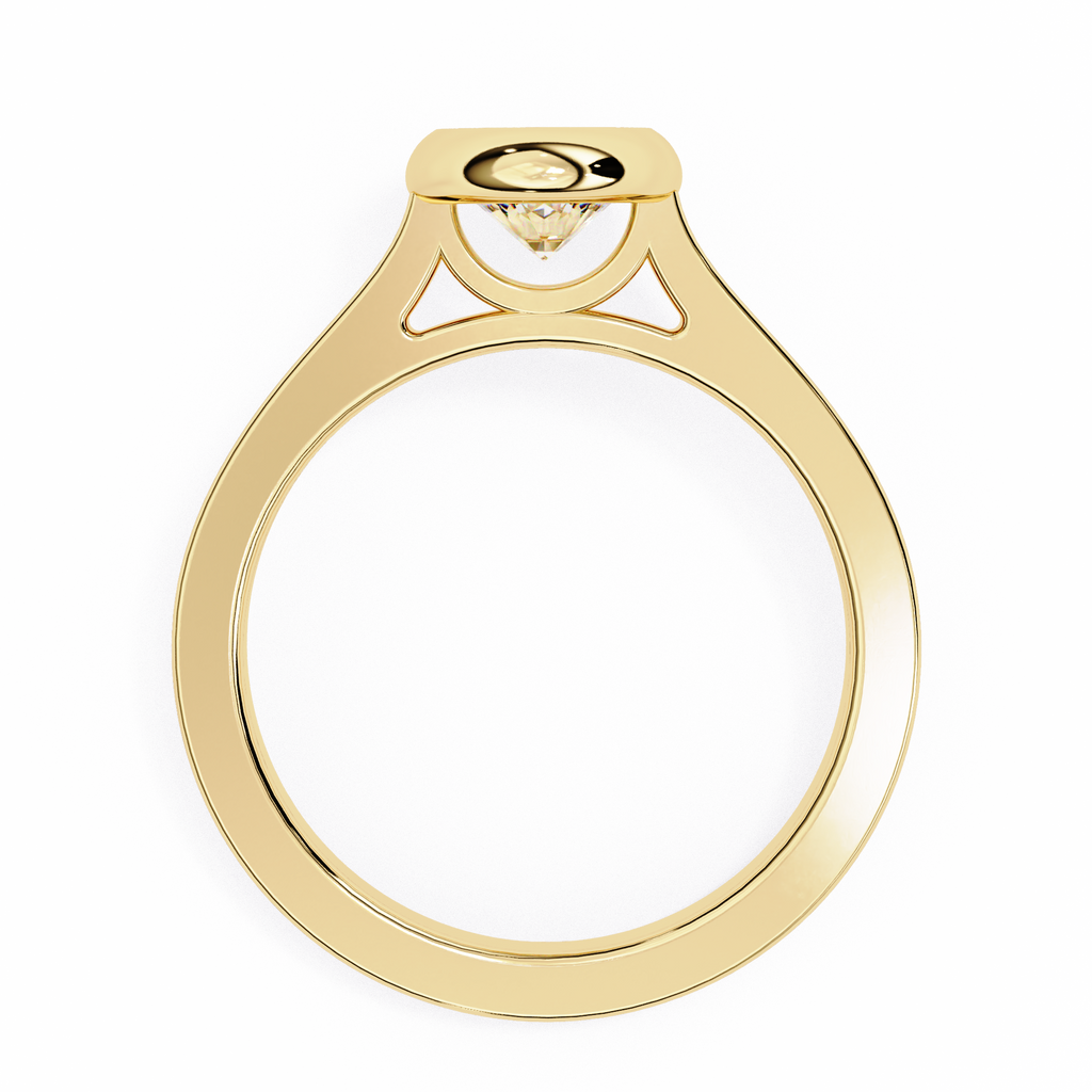 Round-Cut Lab-Grown Diamond Bezel Solitaire Ring | Plain Gold Shank | VR260078