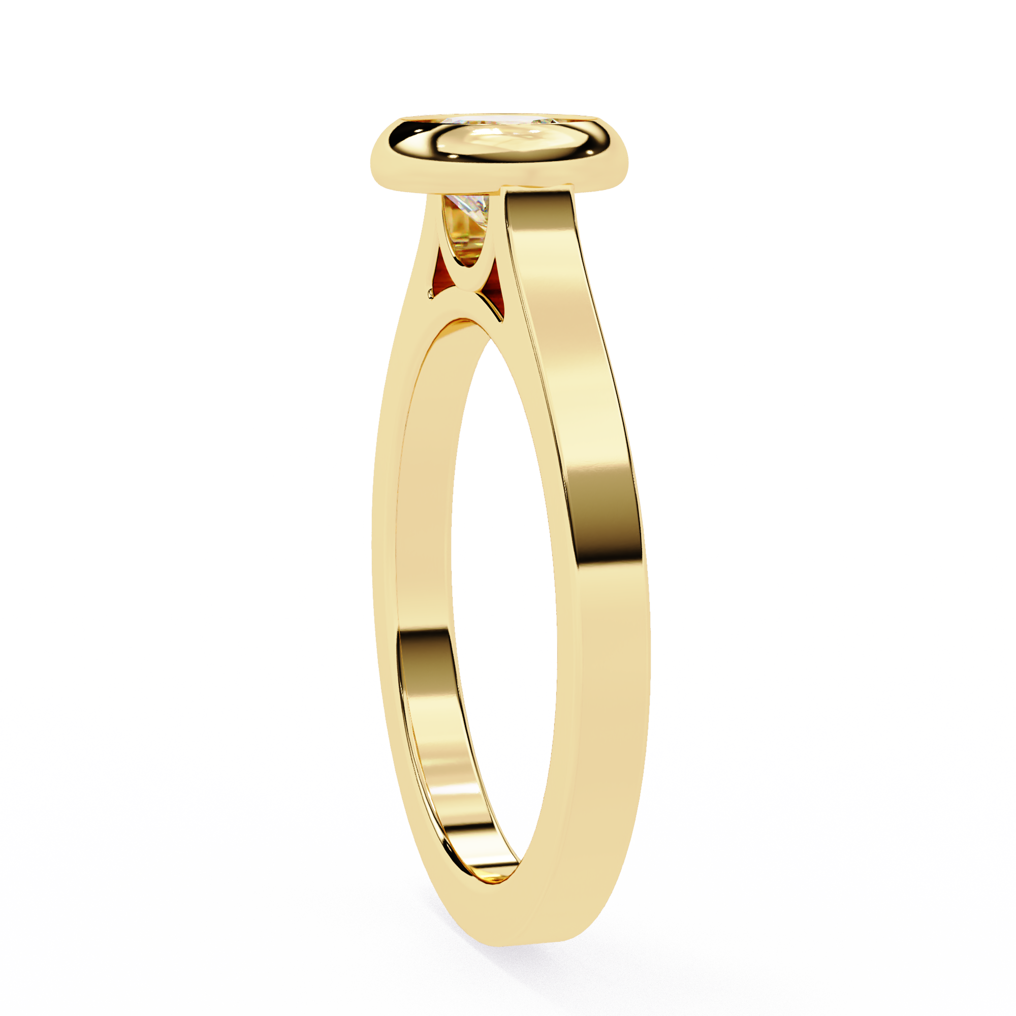 Round-Cut Lab-Grown Diamond Bezel Solitaire Ring | Plain Gold Shank | VR260078
