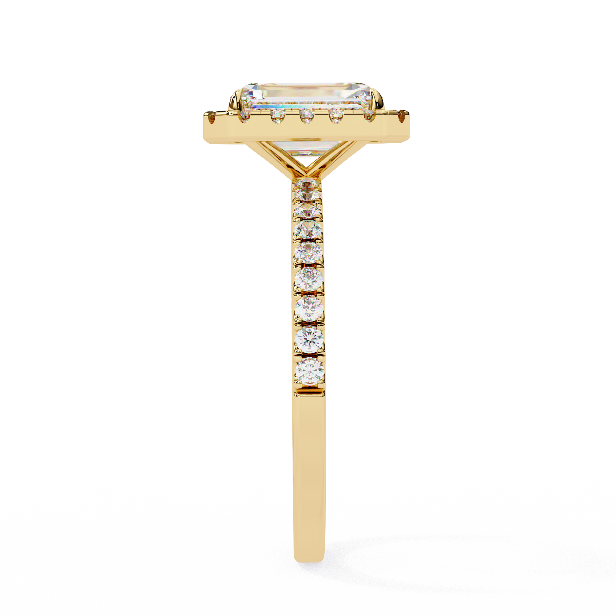 2.00ct Radiant Cut Lab-Grown Diamond Halo Engagement Ring | Pavé Halo & Diamond Shank