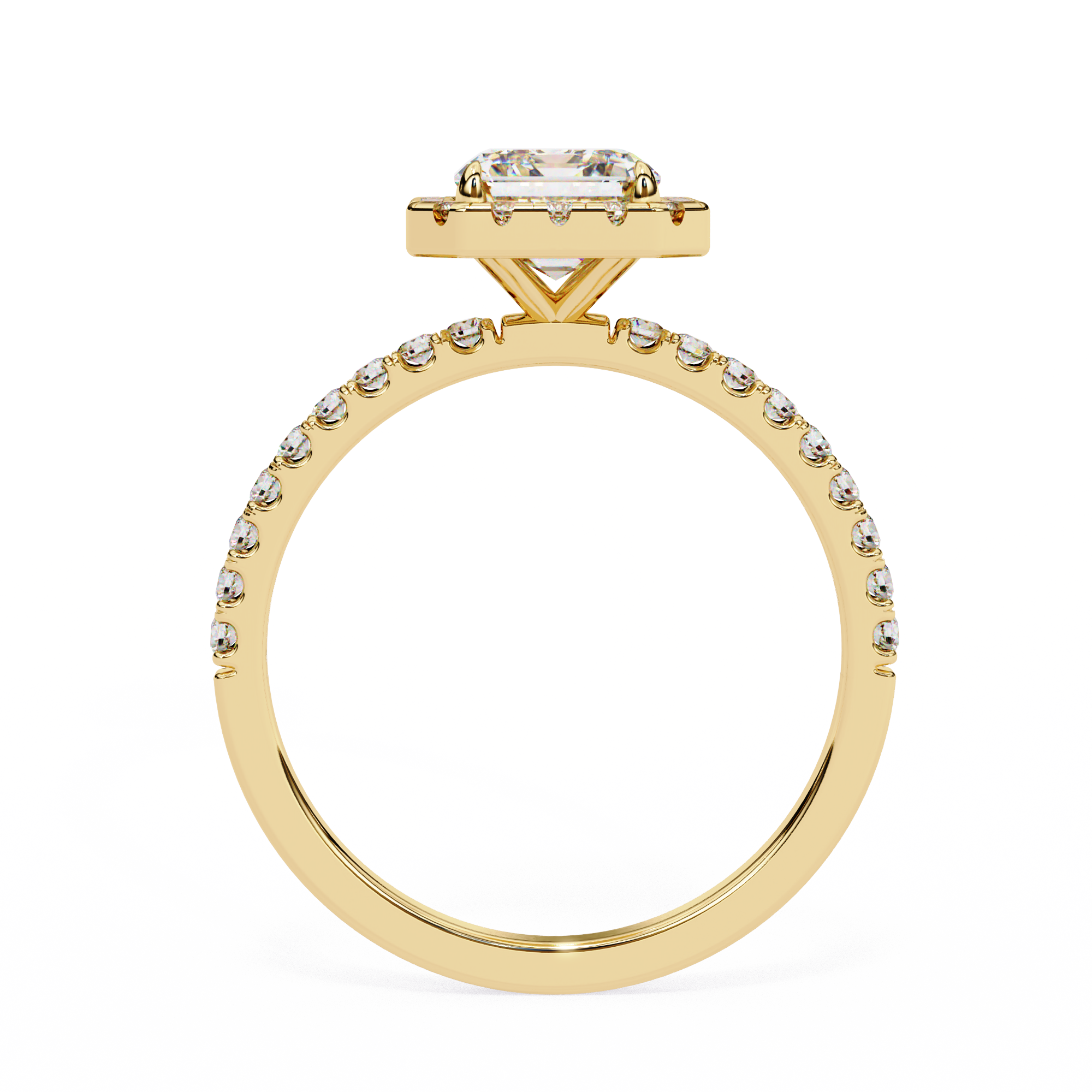 2.00ct Radiant Cut Lab-Grown Diamond Halo Engagement Ring | Pavé Halo & Diamond Shank