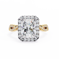 Radiant-Cut Lab-Grown Diamond Halo Ring | Infinity Pavé Shank | VR260081