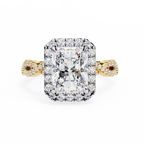 Radiant-Cut Lab-Grown Diamond Halo Ring | Infinity Pavé Shank | VR260081