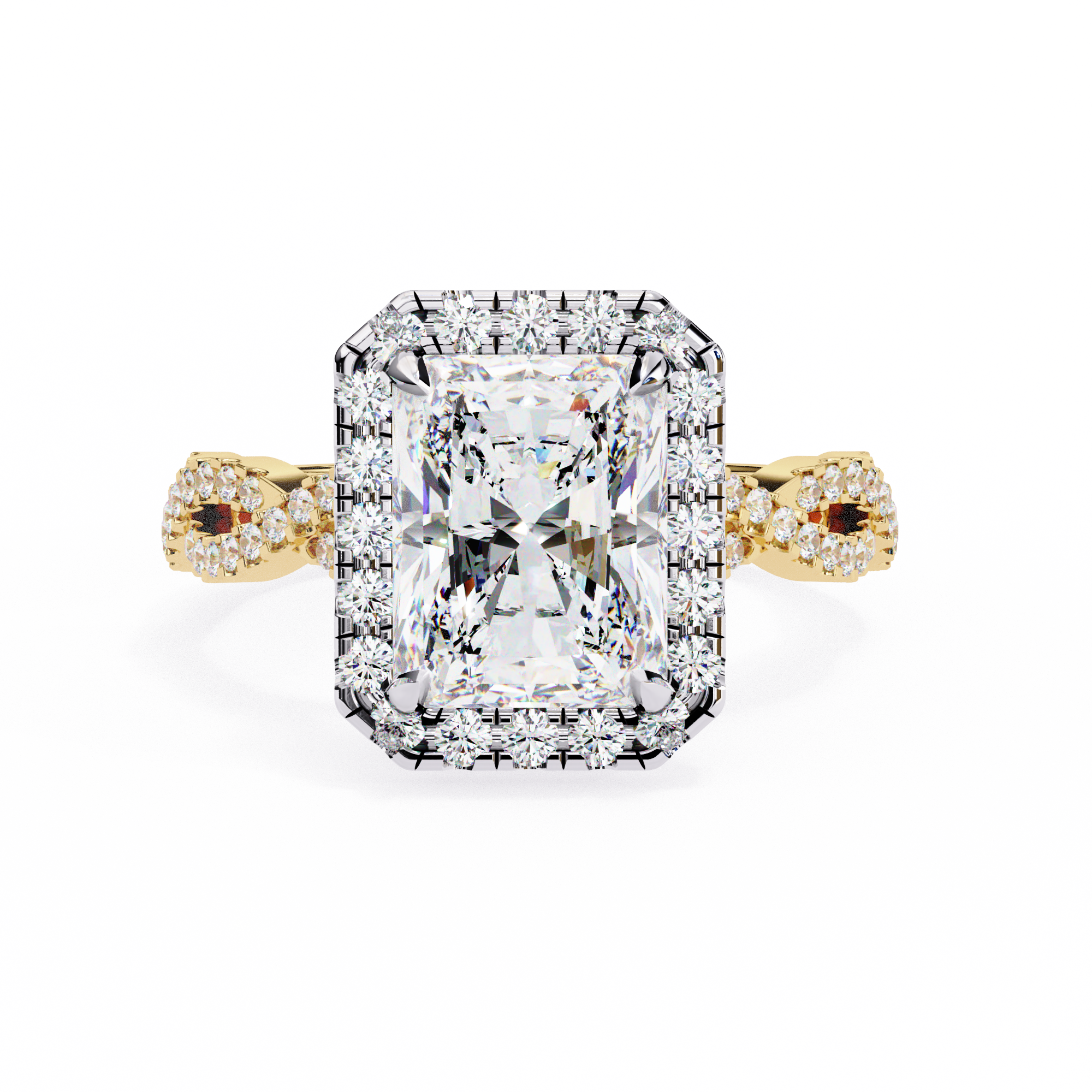 Radiant-Cut Lab-Grown Diamond Halo Ring | Infinity Pavé Shank | VR260081