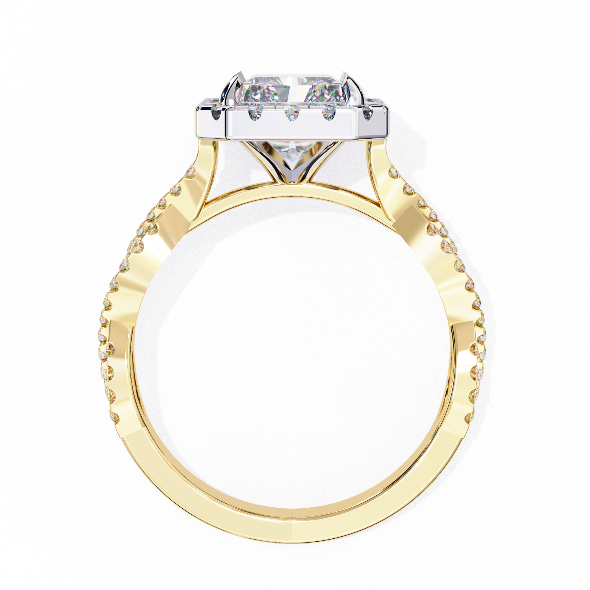 Radiant-Cut Lab-Grown Diamond Halo Ring | Infinity Pavé Shank | VR260081