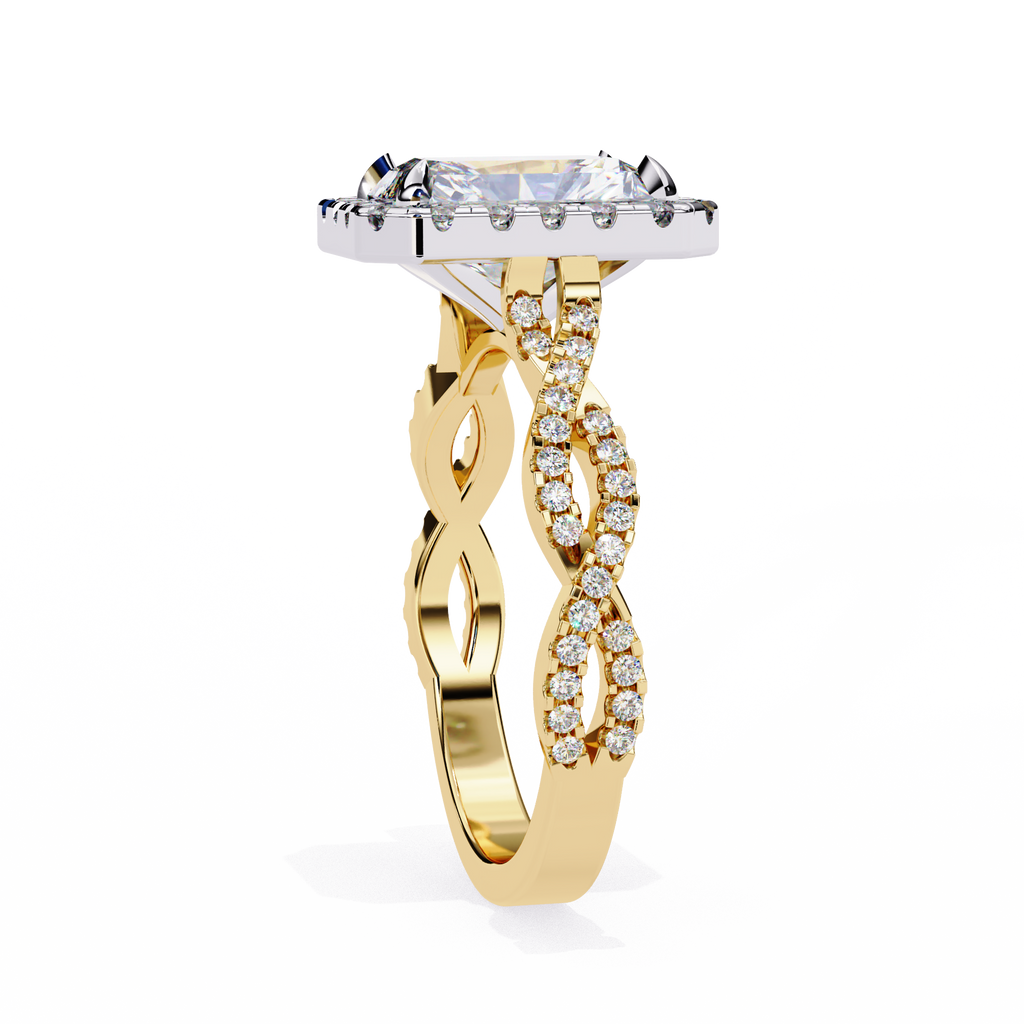 Radiant-Cut Lab-Grown Diamond Halo Ring | Infinity Pavé Shank | VR260081