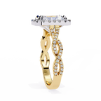 Radiant-Cut Lab-Grown Diamond Halo Ring | Infinity Pavé Shank | VR260081