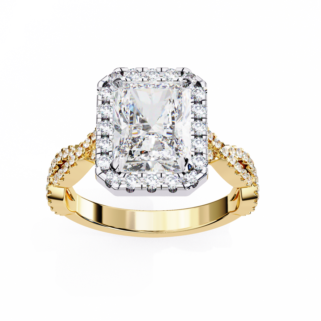Radiant-Cut Lab-Grown Diamond Halo Ring | Infinity Pavé Shank | VR260081