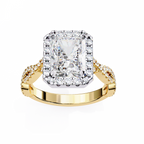 Radiant-Cut Lab-Grown Diamond Halo Ring | Infinity Pavé Shank | VR260081