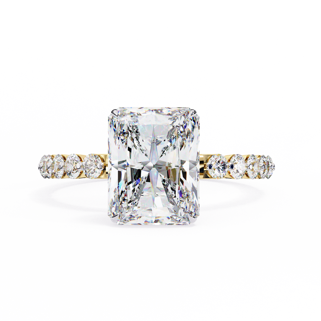 Emerald-Cut Lab-Grown Diamond Solitaire Ring | Shared-Prong Diamond Shank | VR260082