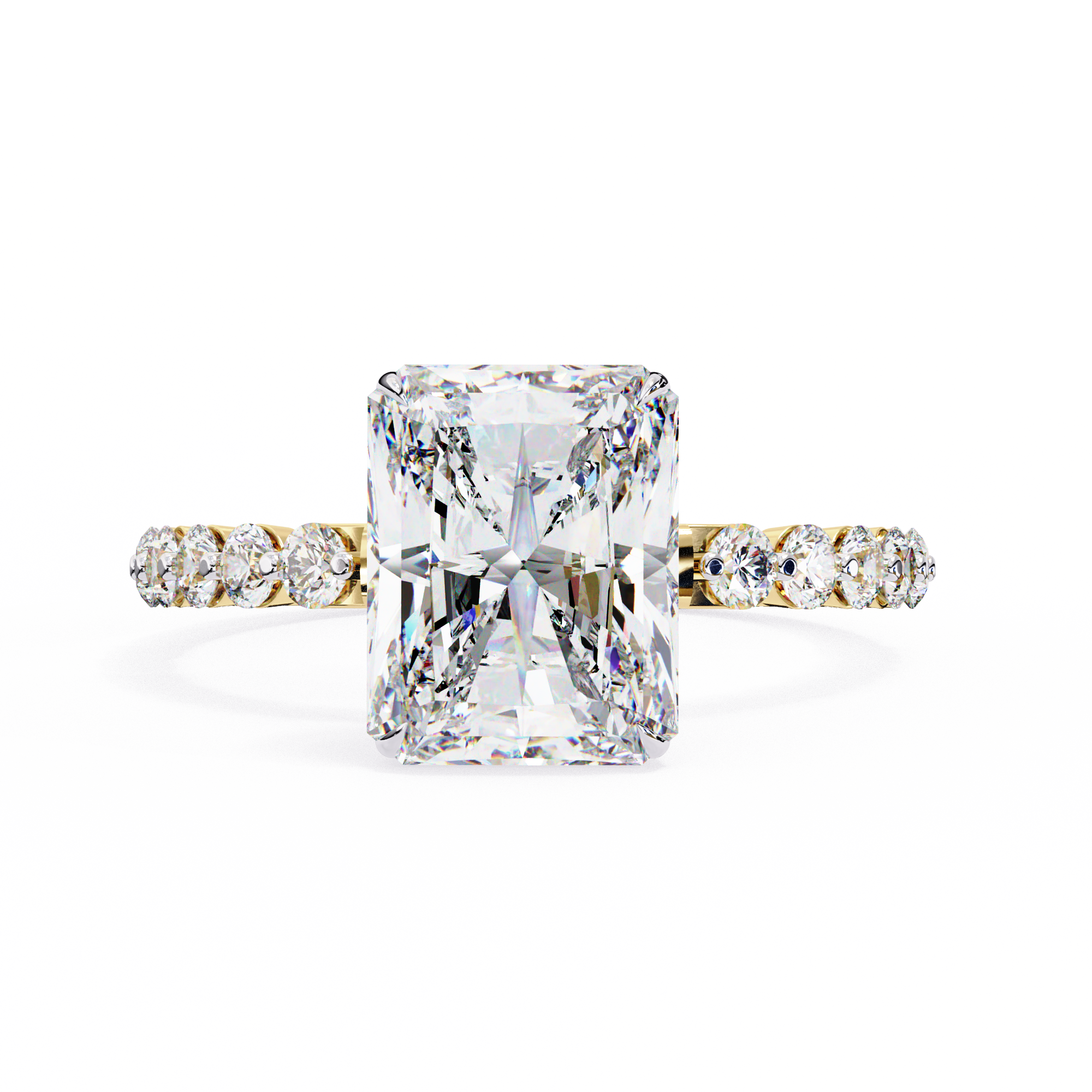 Emerald-Cut Lab-Grown Diamond Solitaire Ring | Shared-Prong Diamond Shank | VR260082