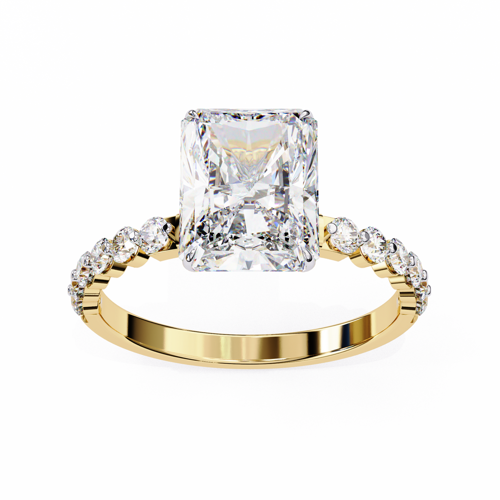 Emerald-Cut Lab-Grown Diamond Solitaire Ring | Shared-Prong Diamond Shank | VR260082