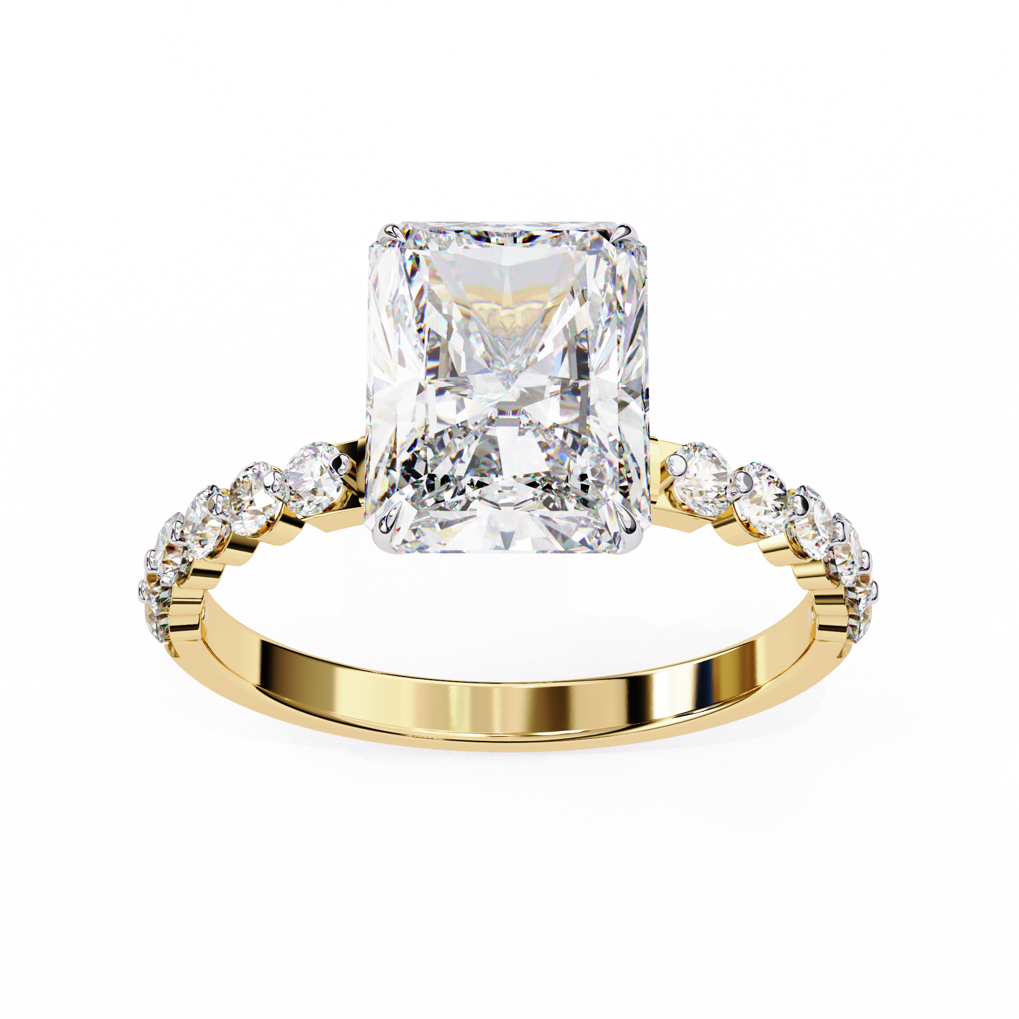 Emerald-Cut Lab-Grown Diamond Solitaire Ring | Shared-Prong Diamond Shank | VR260082