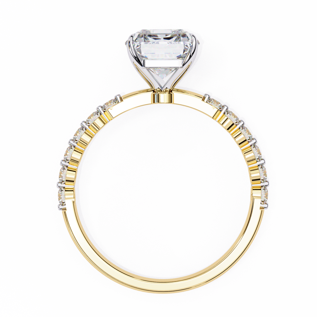 Emerald-Cut Lab-Grown Diamond Solitaire Ring | Shared-Prong Diamond Shank | VR260082