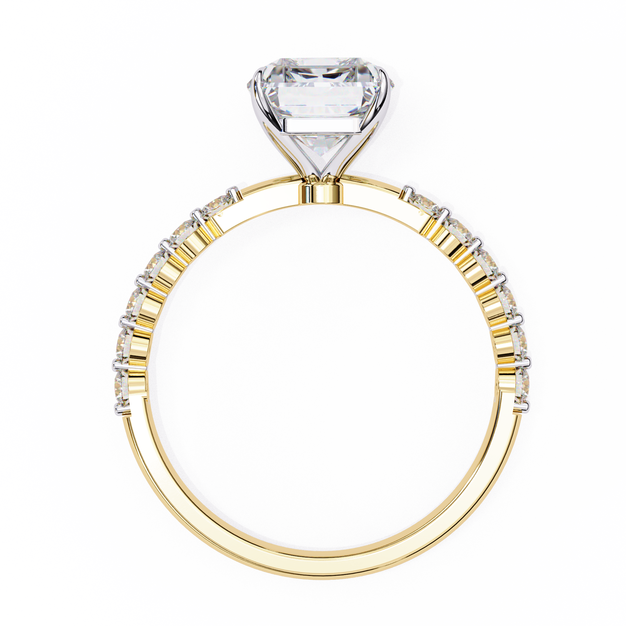 Emerald-Cut Lab-Grown Diamond Solitaire Ring | Shared-Prong Diamond Shank | VR260082