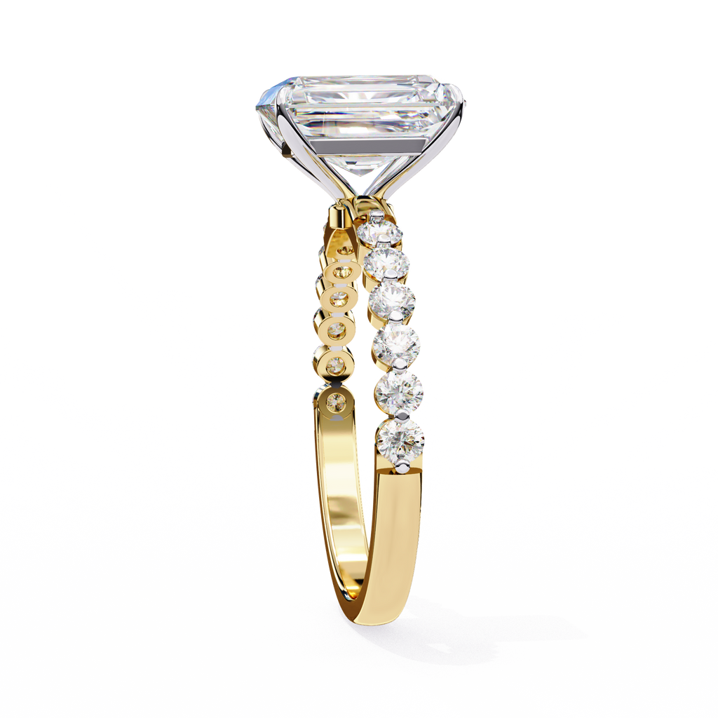 Emerald-Cut Lab-Grown Diamond Solitaire Ring | Shared-Prong Diamond Shank | VR260082