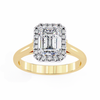 Radiant-Cut Lab-Grown Diamond Halo Ring | Pavé Halo & Plain Shank | VR260084