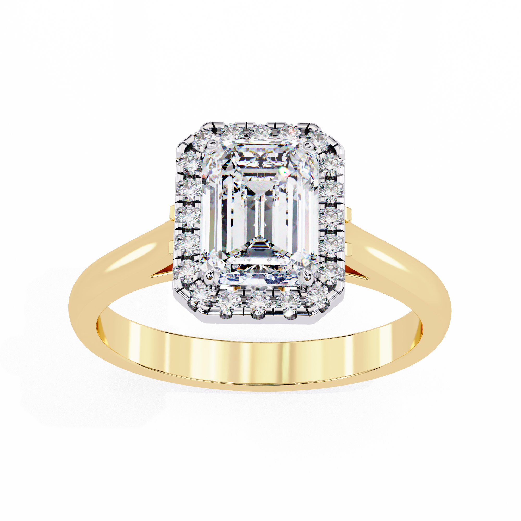 Radiant-Cut Lab-Grown Diamond Halo Ring | Pavé Halo & Plain Shank | VR260084