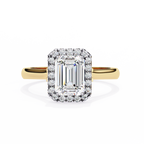 Radiant-Cut Lab-Grown Diamond Halo Ring | Pavé Halo & Plain Shank | VR260084