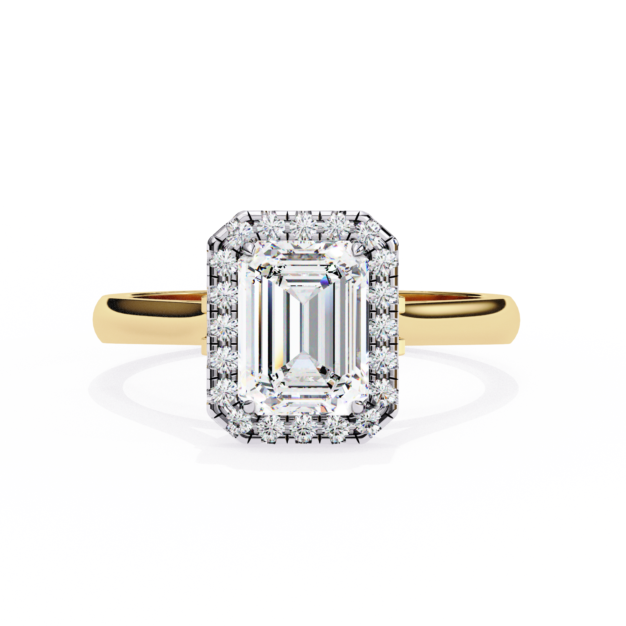 Radiant-Cut Lab-Grown Diamond Halo Ring | Pavé Halo & Plain Shank | VR260084