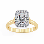 Radiant-Cut Lab-Grown Diamond Halo Ring | Pavé Halo & Leaf Gallery | VR260085