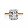 Radiant-Cut Lab-Grown Diamond Halo Ring | Pavé Halo & Leaf Gallery | VR260085