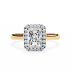 Radiant-Cut Lab-Grown Diamond Halo Ring | Pavé Halo & Leaf Gallery | VR260085