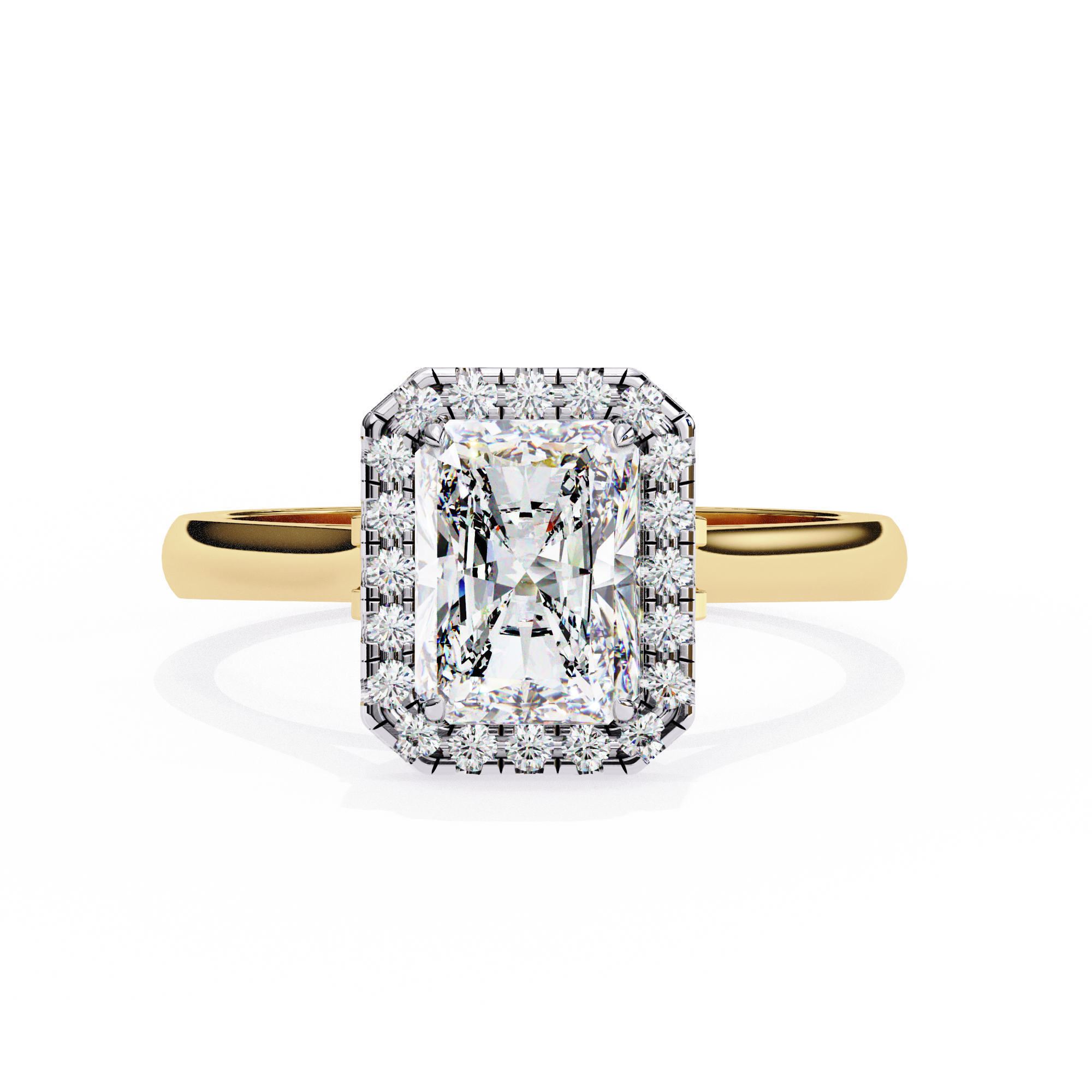 Radiant-Cut Lab-Grown Diamond Halo Ring | Pavé Halo & Leaf Gallery | VR260085