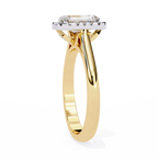 Radiant-Cut Lab-Grown Diamond Halo Ring | Pavé Halo & Leaf Gallery | VR260085
