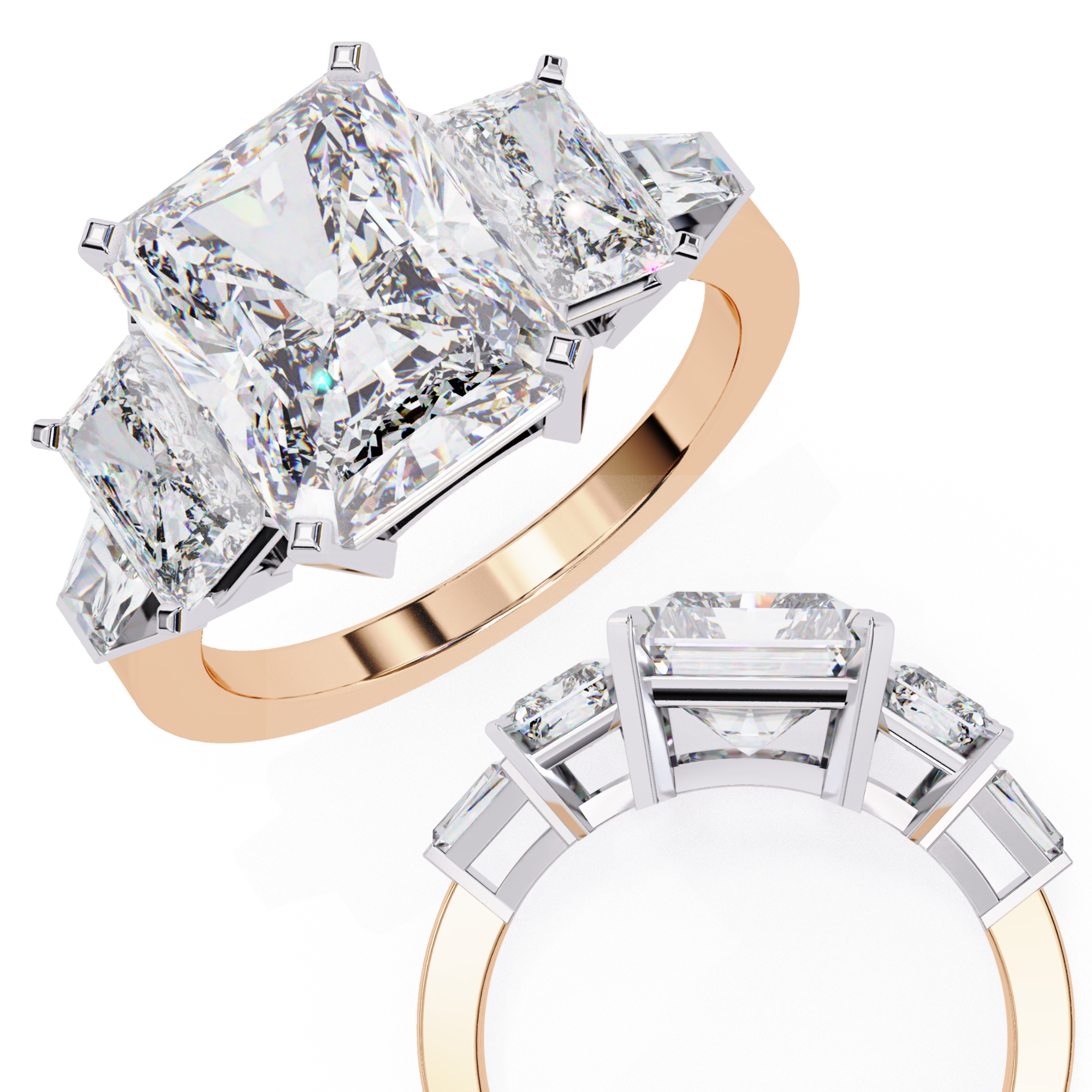 Radiant-Cut Lab-Grown Diamond Five-Stone Ring | Radiant & Baguette Sides | VR260086