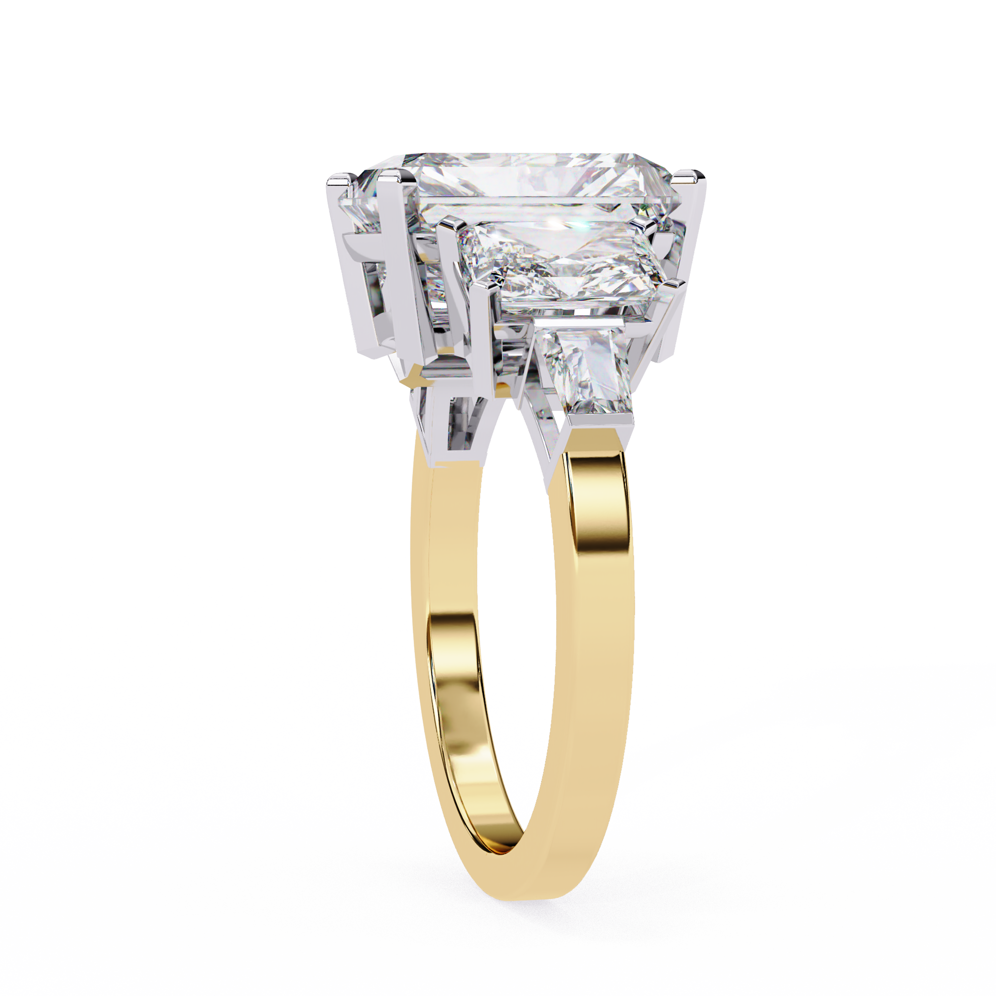Radiant-Cut Lab-Grown Diamond Five-Stone Ring | Radiant & Baguette Sides | VR260086