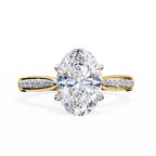 Oval-Cut Lab-Grown Diamond Solitaire Ring | Pavé Bridge & Pavé Shank | VR260093