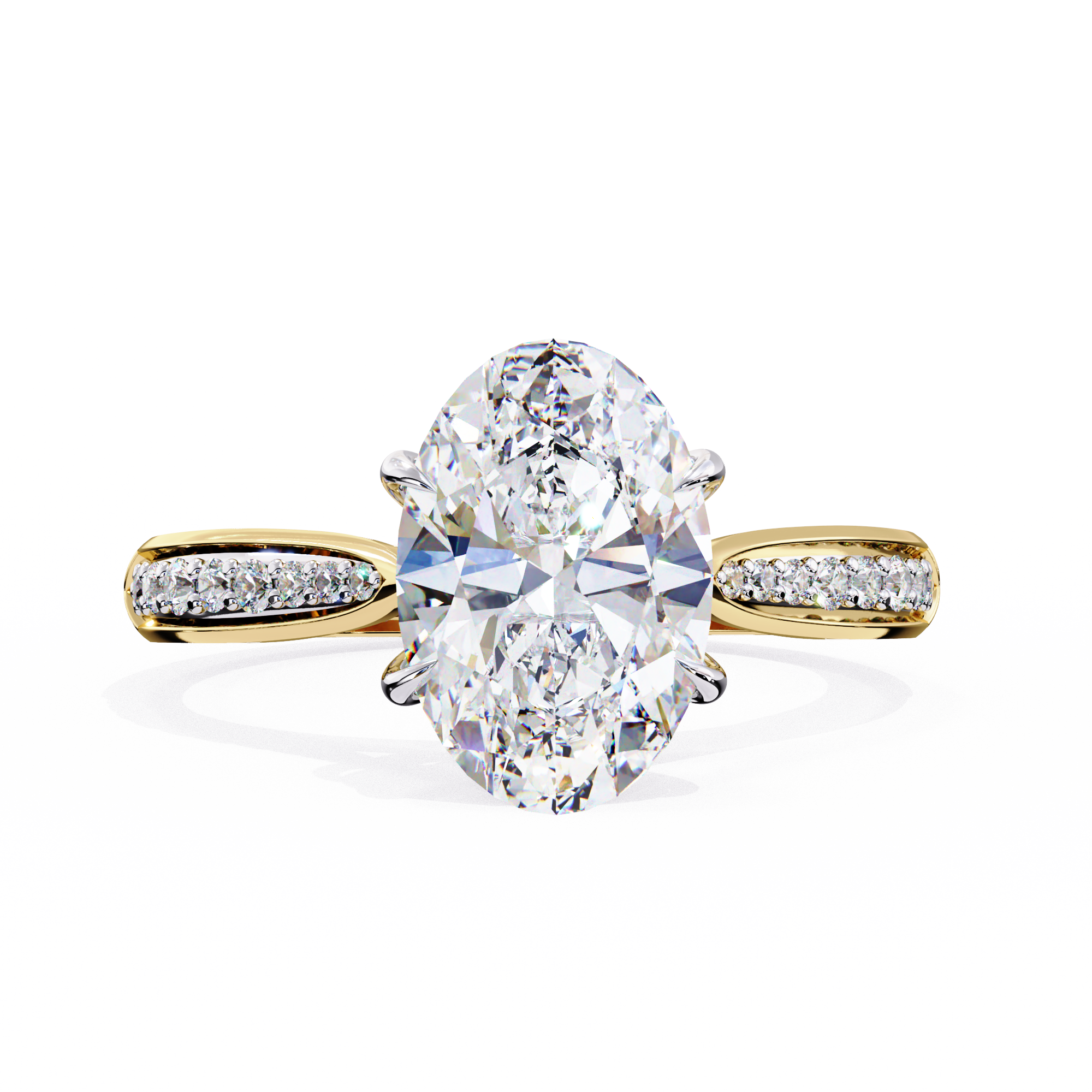 Oval-Cut Lab-Grown Diamond Solitaire Ring | Pavé Bridge & Pavé Shank | VR260093