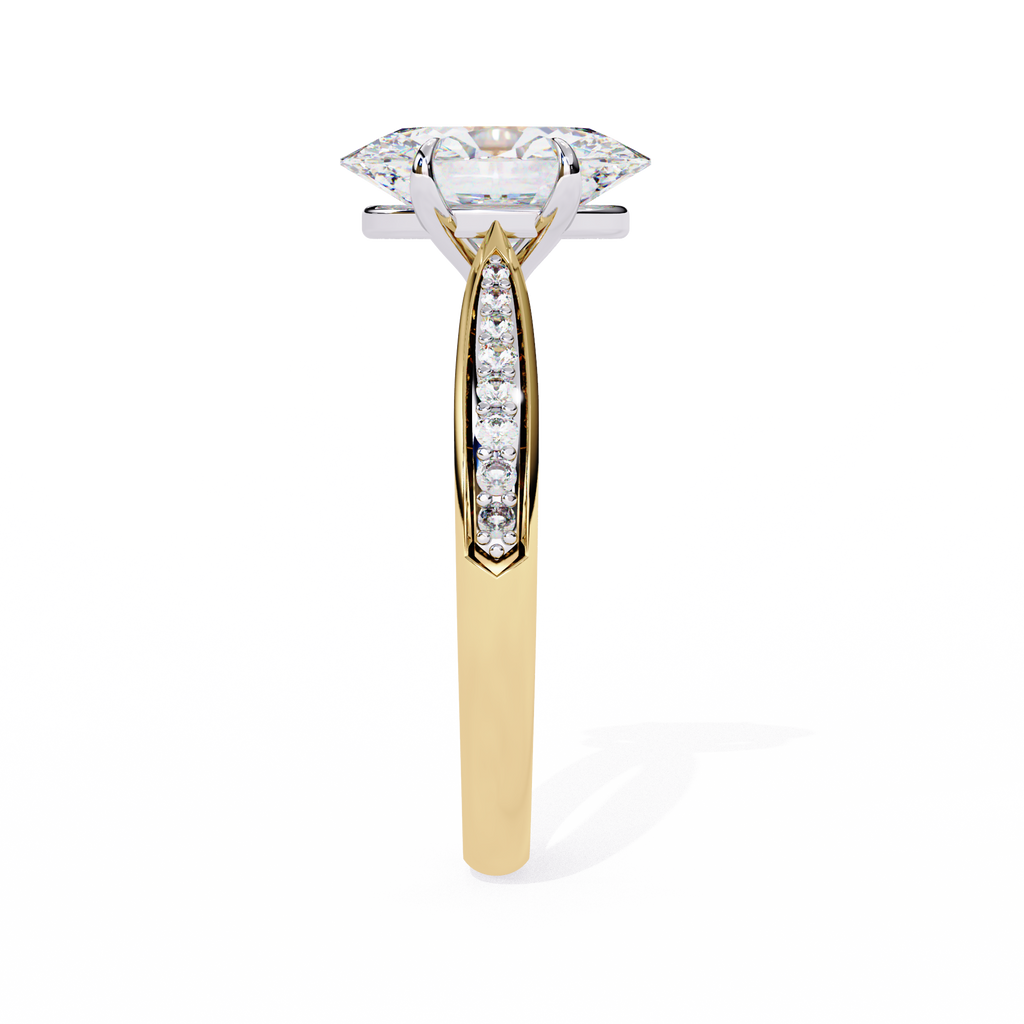 Oval-Cut Lab-Grown Diamond Solitaire Ring | Pavé Bridge & Pavé Shank | VR260093