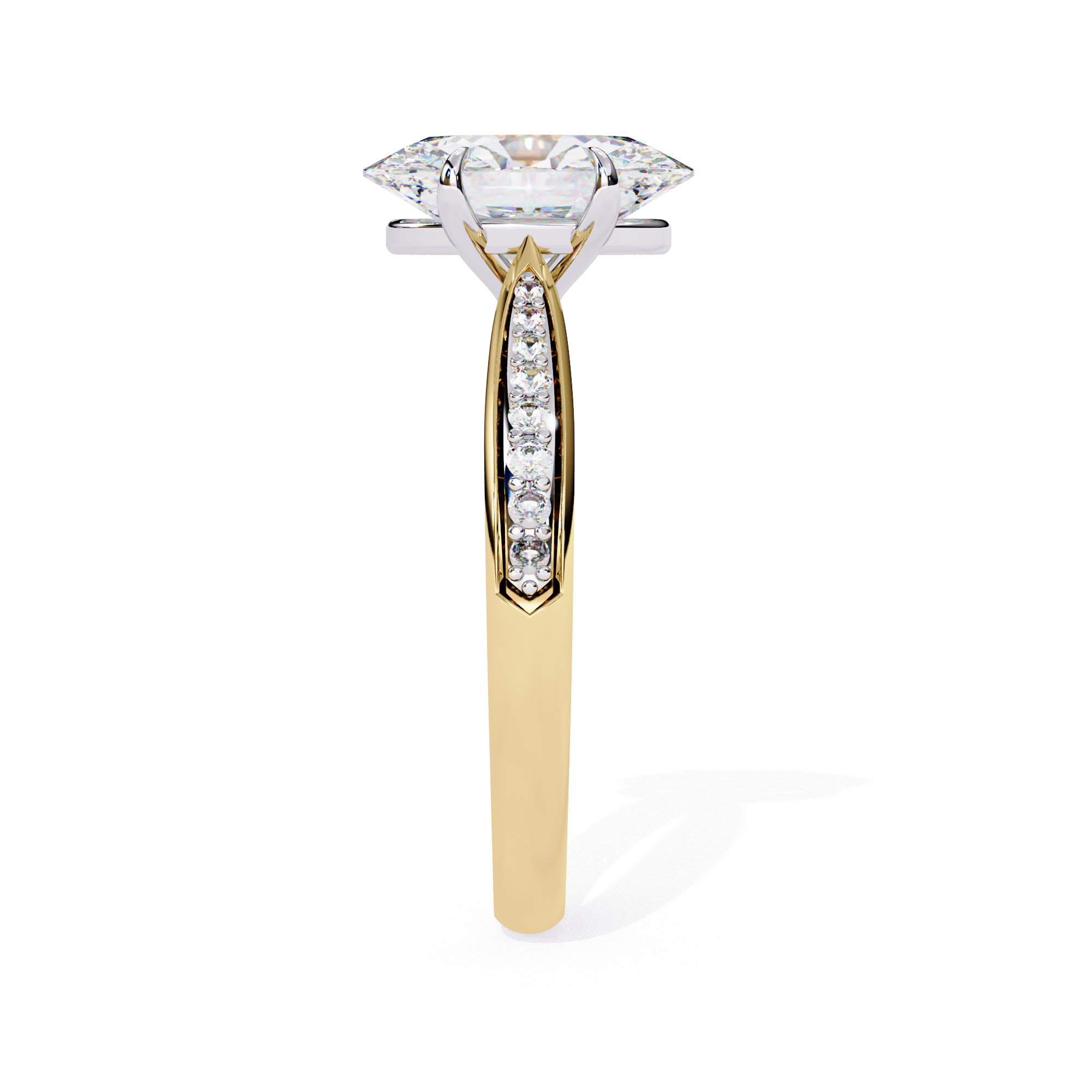 Oval-Cut Lab-Grown Diamond Solitaire Ring | Pavé Bridge & Pavé Shank | VR260093