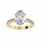 Oval-Cut Lab-Grown Diamond Solitaire Ring | Pavé Bridge & Pavé Shank | VR260093