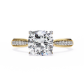 Cushion-Cut Lab-Grown Diamond Solitaire Ring | Pavé Bridge & Pavé Shank | VR260094
