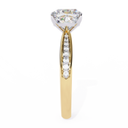 Cushion-Cut Lab-Grown Diamond Solitaire Ring | Pavé Bridge & Pavé Shank | VR260094
