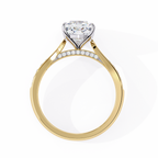 Cushion-Cut Lab-Grown Diamond Solitaire Ring | Pavé Bridge & Pavé Shank | VR260094