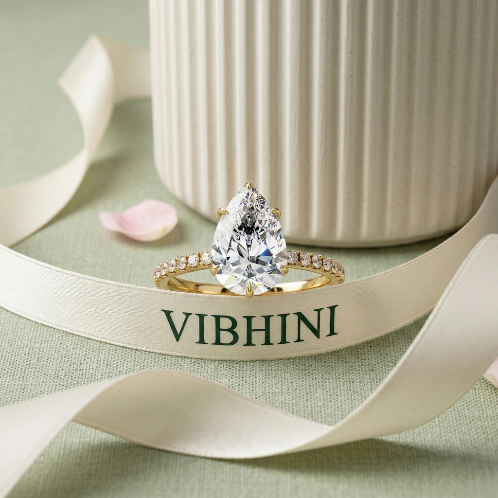 2.00ct Pear Cut Lab-Grown Diamond Engagement Ring | 18K Gold Vermeil Pavé