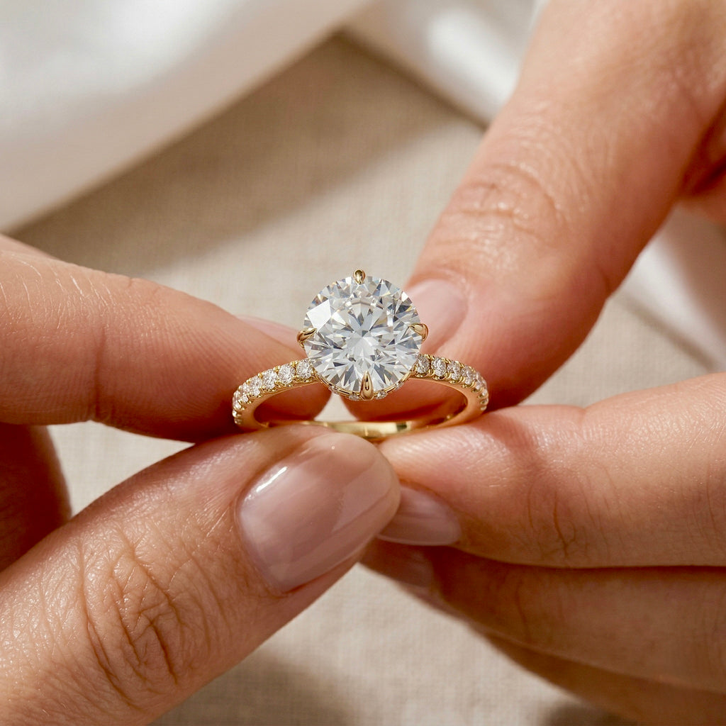 2.50ct Round Brilliant Cut Lab-Grown Diamond Engagement Ring | 18K Gold Vermeil Pavé | VR260002