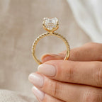 2.50ct Emerald Cut Lab-Grown Diamond Engagement Ring | 18K Gold Vermeil Pavé