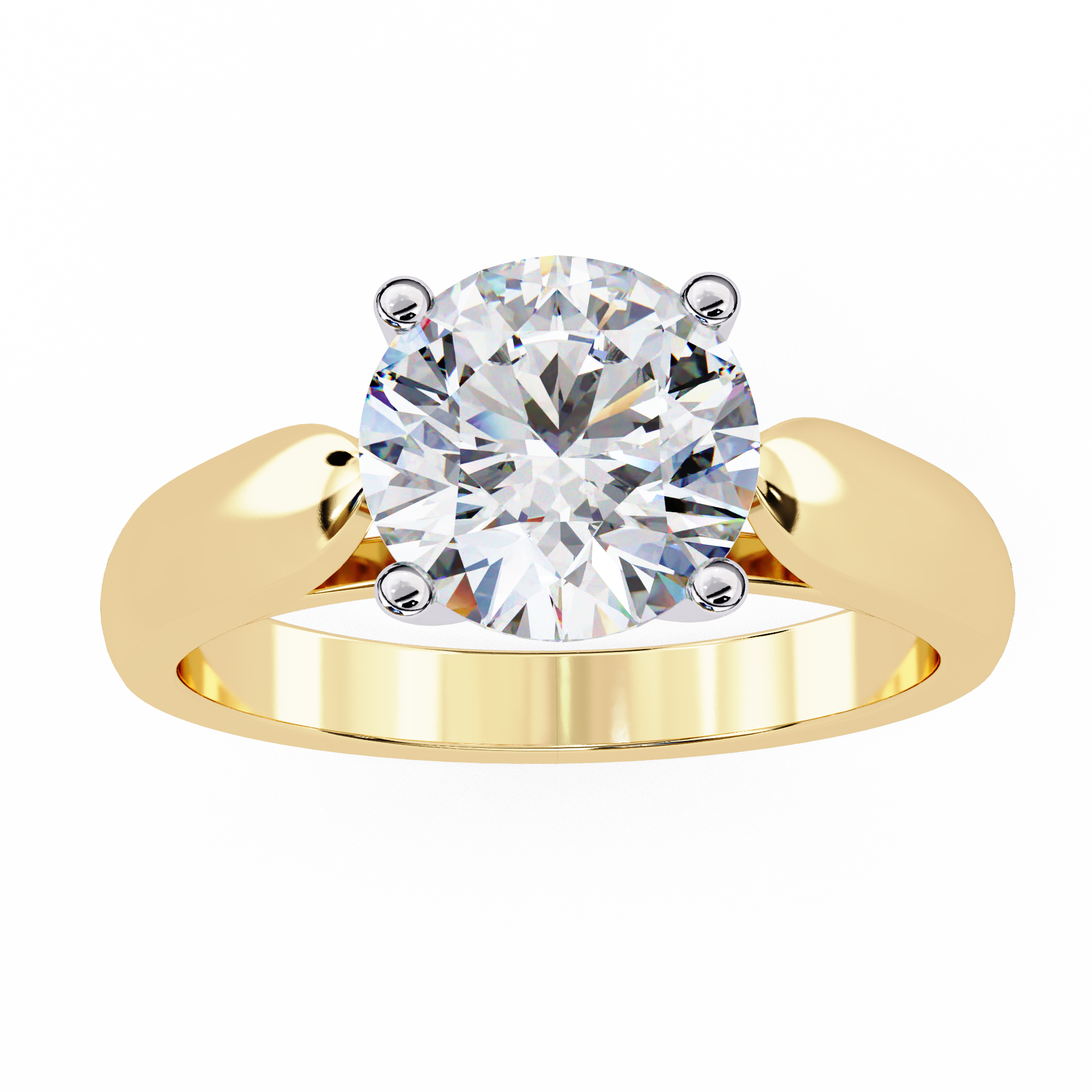 2.00ct Round Brilliant Lab-Grown Diamond Ring | Four-Prong Cathedral Setting | Wide Tapered Shank | VR260029
