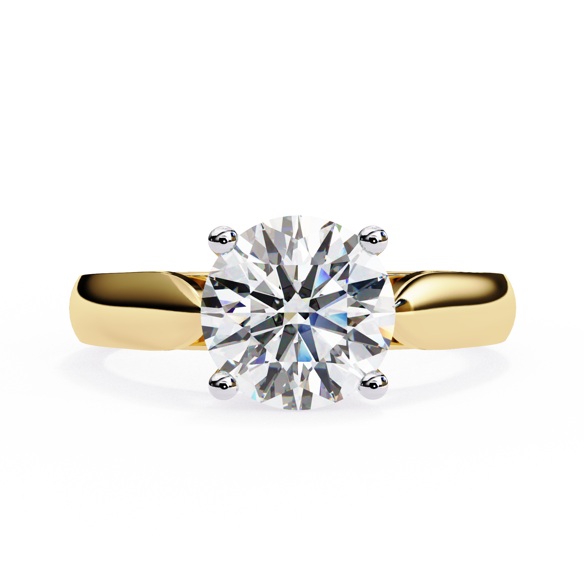 2.00ct Round Brilliant Lab-Grown Diamond Ring | Four-Prong Cathedral Setting | Wide Tapered Shank | VR260029