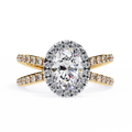 1.00ct Oval Cut Lab-Grown Diamond Ring | Pavé Halo & Pavé Shank | VR260049