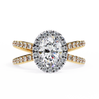 1.00ct Oval Cut Lab-Grown Diamond Ring | Pavé Halo & Pavé Shank | VR260049