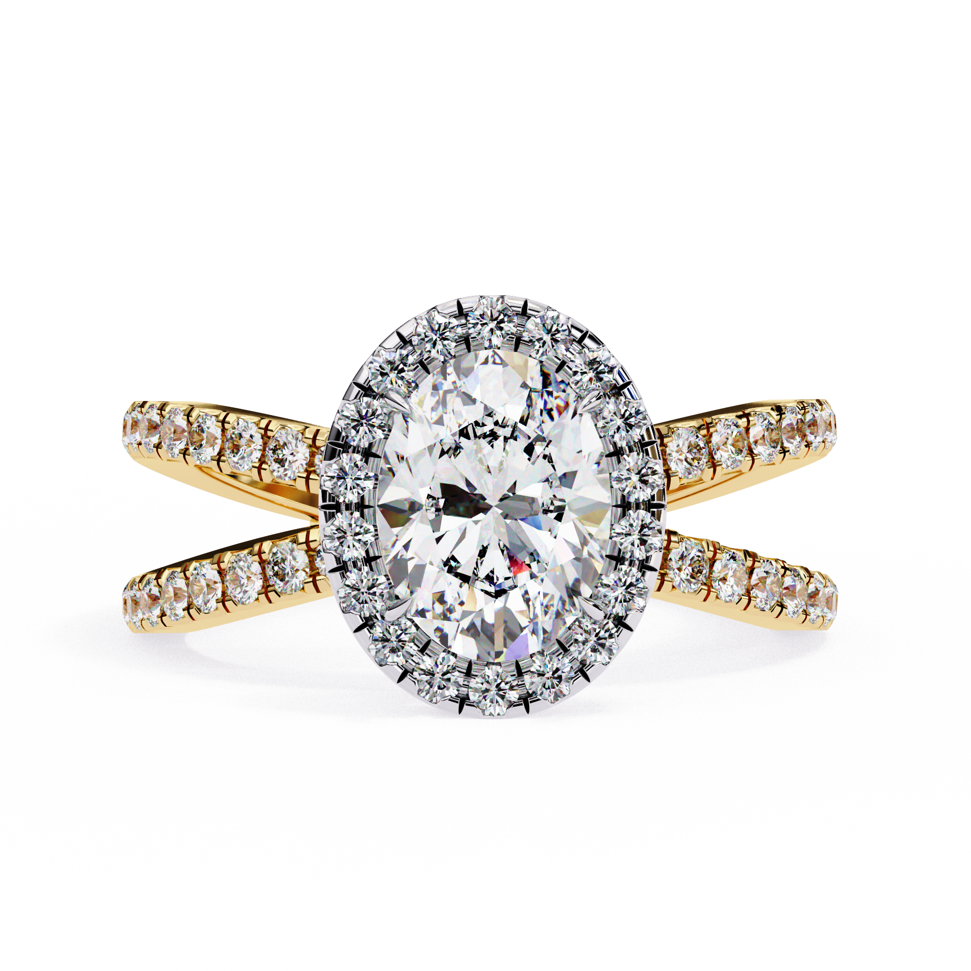 1.00ct Oval Cut Lab-Grown Diamond Ring | Pavé Halo & Pavé Shank | VR260049