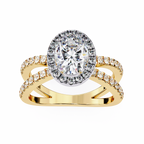 1.00ct Oval Cut Lab-Grown Diamond Ring | Pavé Halo & Pavé Shank | VR260049