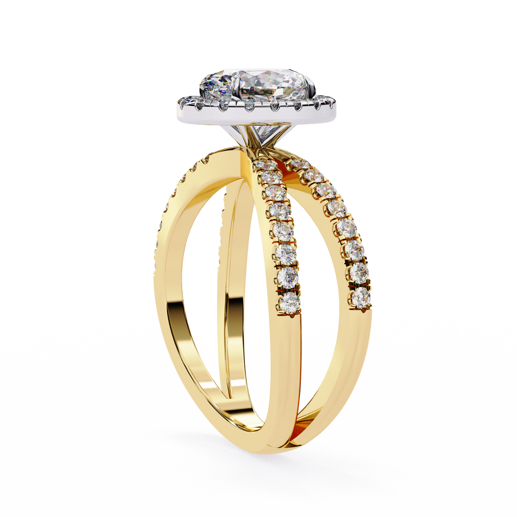 1.00ct Oval Cut Lab-Grown Diamond Ring | Pavé Halo & Pavé Shank | VR260049
