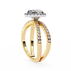 1.00ct Oval Cut Lab-Grown Diamond Ring | Pavé Halo & Pavé Shank | VR260049